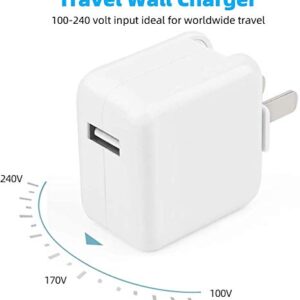 USB Wall Charger Block Compatible with iPad iPod iPhones, 12W 2.4A Portable Charger Adapter Plug Compatible with iPad 4 3 2 /Mini/Air 2 /Pro, iPhone 11 /X Xs Max XR /8/7 /6 6s Plus