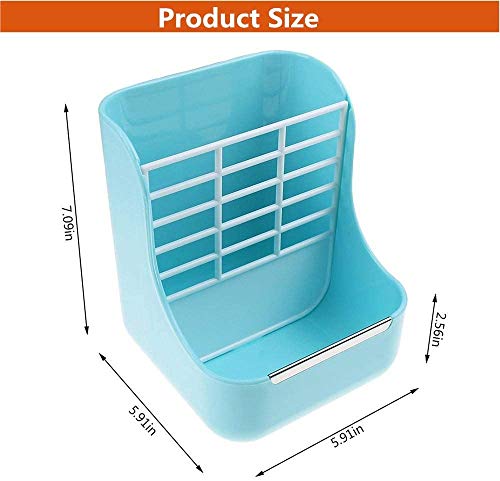 Rabbit Feeder Bunny Guinea Pig Hay Feeder, Hay Food Bin Feeder, Hay and Food Feeder Bowls Manger Rack for Rabbit Guinea Pig Chinchilla (6*6*7 Inches, Blue)