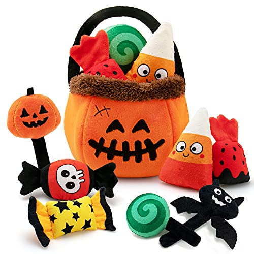 teytoy My First Halloween Pumpkin Set 8Pcs Halloween Plush Toys for Babies and Toddler,Stuffed Pumpkin Plush Halloween Baby Gifts,Halloween Party Decoration