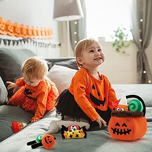 teytoy My First Halloween Pumpkin Set 8Pcs Halloween Plush Toys for Babies and Toddler,Stuffed Pumpkin Plush Halloween Baby Gifts,Halloween Party Decoration