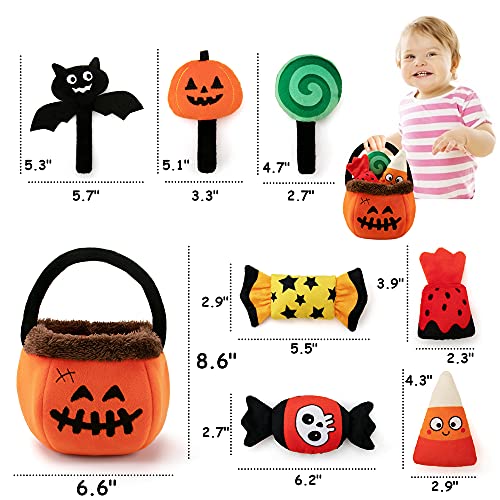 teytoy My First Halloween Pumpkin Set 8Pcs Halloween Plush Toys for Babies and Toddler,Stuffed Pumpkin Plush Halloween Baby Gifts,Halloween Party Decoration