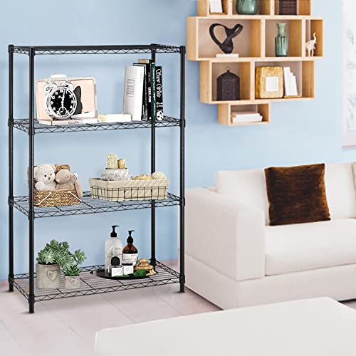 4 Tier Storage Shelves, Heavy Duty Metal Wire Storage Rack, 250LBS Per Capacity, Height Adjustable NSF Wire Shelving for Garage Kitchen Pantry (Black, 36" L x 14" W x 54" H)