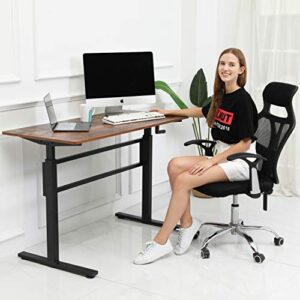 SDADI Crank Adjustable Height Standing Desk - Sit to Stand up Desk, Home Office Desk Computer Workstation, Black Frame/Antique Top