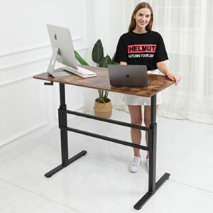 SDADI Crank Adjustable Height Standing Desk - Sit to Stand up Desk, Home Office Desk Computer Workstation, Black Frame/Antique Top