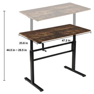 SDADI Crank Adjustable Height Standing Desk - Sit to Stand up Desk, Home Office Desk Computer Workstation, Black Frame/Antique Top