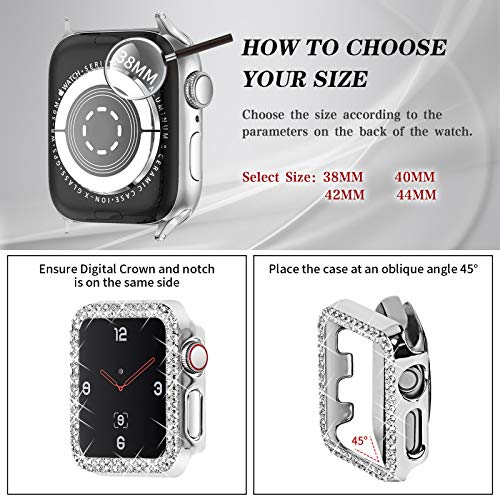 JOYOZY Stainless Steel Mesh bands Compatible For Apple Watch 40mm,Women Bling Protective Crystal Diamond Case with Loop Mesh Strap For Apple watch Series 6/SE/5/4 (No Tool Needed) (Rose Gold, 40MM)