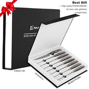 Emojoy Steak Knife Set, Steak Knives, Steak Knife Set, Steak Knives Set of 8, Serrated Steak Knife with Gift Box