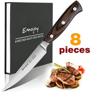 Emojoy Steak Knife Set, Steak Knives, Steak Knife Set, Steak Knives Set of 8, Serrated Steak Knife with Gift Box