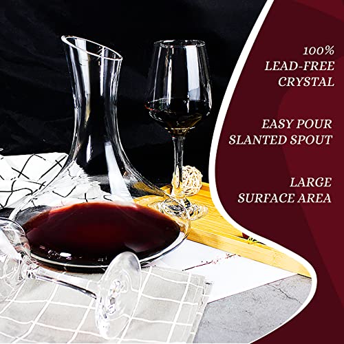 Almagic Wine Decanter Set With 2 Glasses Crystal Glass Wine Carafe Easy Pour Slant Wine Aerator Premium Box Birthday Party Christmas Gift For Men Women Wine Lovers Set Of 3