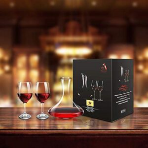 Almagic Wine Decanter Set With 2 Glasses Crystal Glass Wine Carafe Easy Pour Slant Wine Aerator Premium Box Birthday Party Christmas Gift For Men Women Wine Lovers Set Of 3