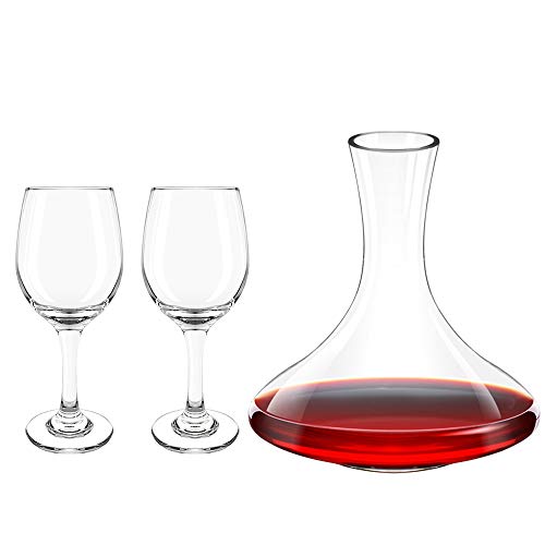 Almagic Wine Decanter Set With 2 Glasses Crystal Glass Wine Carafe Easy Pour Slant Wine Aerator Premium Box Birthday Party Christmas Gift For Men Women Wine Lovers Set Of 3