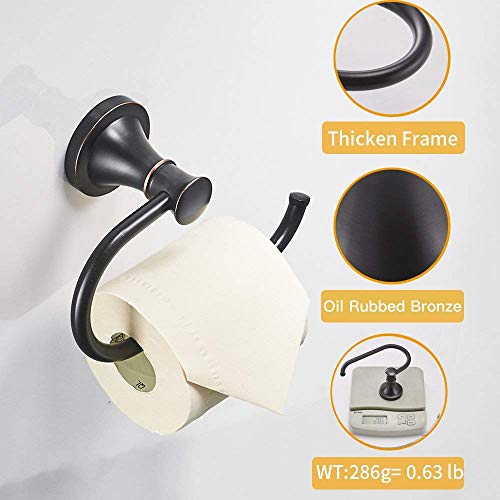 BESy Oil Rubbed Bronze Toilet Tissue Paper Holder with BESy Adhesive Brass Clothes Hook Single Towel Hook for Bathroom Kitchen Garage Square Style Robe Hook Coat Hook Hat Hook