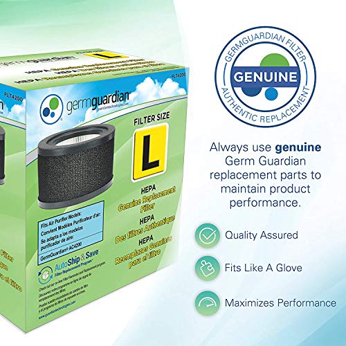 Germ Guardian True HEPA Filter Air Purifier with FLT4200 Genuine True HEPA Air Purifier Replacement Filter L for GermGuardian AC4200W