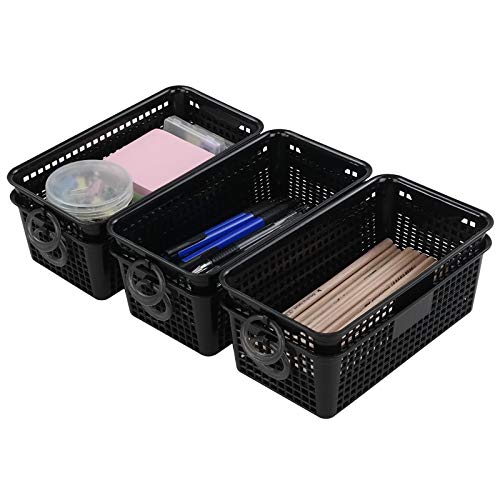 Tstorage Black Small Plastic Storage Baskets, 6 Packs