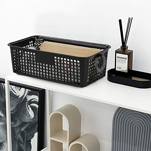 Tstorage Black Small Plastic Storage Baskets, 6 Packs