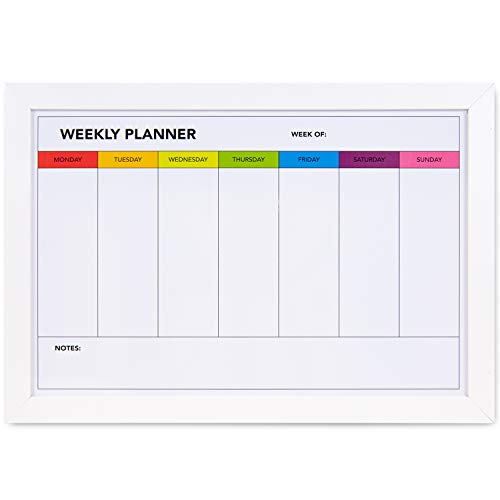 Weekly Dry Erase Board for Wall [17in x 12in] Weekly Whiteboard Planner and Magnetic Calendar - Days of The Week White Board for Schedule, Daily Meal Planner - Includes Full Mounting Kit