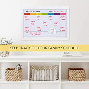 Weekly Dry Erase Board for Wall [17in x 12in] Weekly Whiteboard Planner and Magnetic Calendar - Days of The Week White Board for Schedule, Daily Meal Planner - Includes Full Mounting Kit