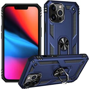 addit phone case for iphone 12/iphone 12 pro, [ military grade ] 15ft. drop tested protective case with magnetic car mount ring holder stand cover for iphone 12/iphone 12 pro 6.1" - blue
