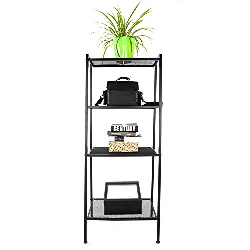 Ynredee Widen 4 Tiers Bookshelf,Ladder Shelf for Plant Flower Stand, Multipurpose Organizer Rack for Home, Office, Living Room (Black)