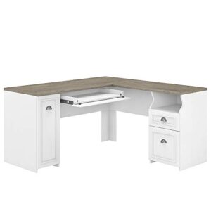 bush furniture fairview l desk, shiplap gray/pure white