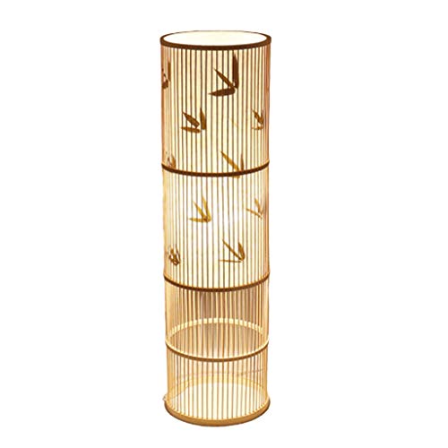 Floor Lamp Floor Light New Chinese Tea Room Floor Lamp Living Room Bedroom Bedside Bamboo Lamp Handmade Bamboo Decoration Standing Lamp Standing Light (Color : A)