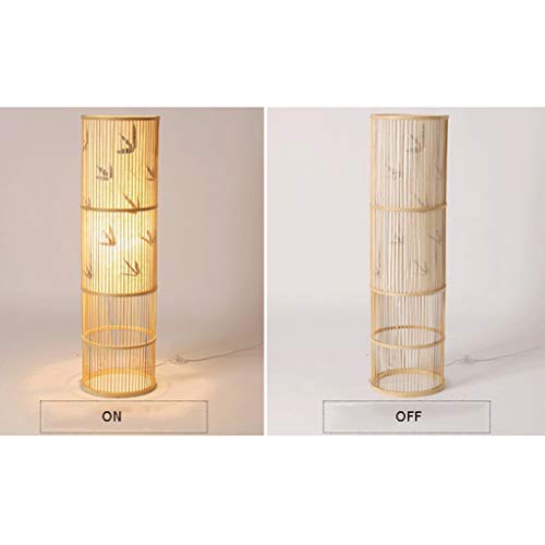 Floor Lamp Floor Light New Chinese Tea Room Floor Lamp Living Room Bedroom Bedside Bamboo Lamp Handmade Bamboo Decoration Standing Lamp Standing Light (Color : A)