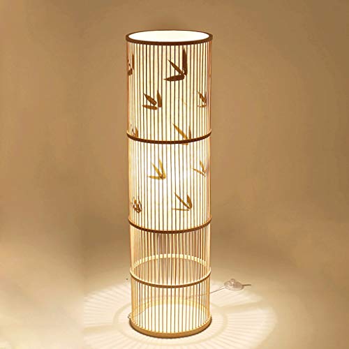 Floor Lamp Floor Light New Chinese Tea Room Floor Lamp Living Room Bedroom Bedside Bamboo Lamp Handmade Bamboo Decoration Standing Lamp Standing Light (Color : A)