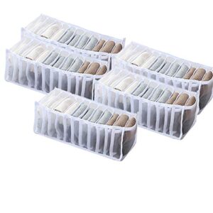 foldable underwear storage box with 6/7/11 compartments nylon divider box socks bra underpants wardrobe drawer closet organizers (white(5pcs), 11 cells)