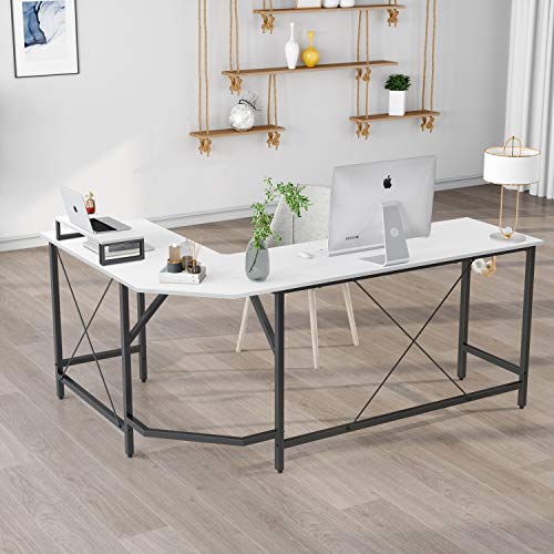 CubiCubi L Shaped Desk Computer Corner Desk, Home Office Gaming Table, Sturdy Writing Workstation with Small Table, Space-Saving, Easy to Assemble