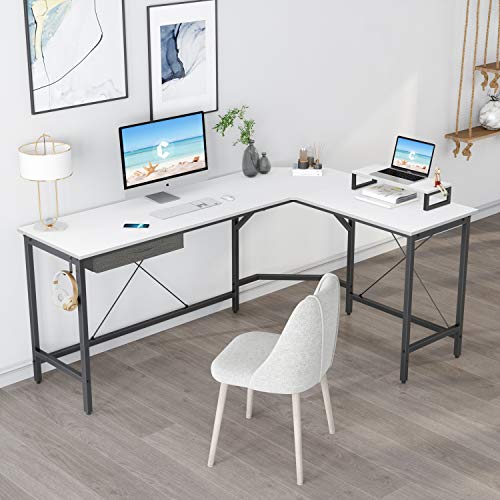 CubiCubi L Shaped Desk Computer Corner Desk, Home Office Gaming Table, Sturdy Writing Workstation with Small Table, Space-Saving, Easy to Assemble