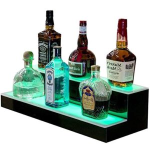 Goodyo Liquor Bottle Display Shelf LED Lighted Bar Shelf 2 Step 16" Length,Multiple Colors