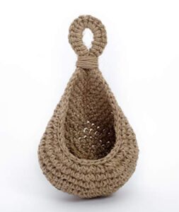 n?a jute hanging basket wall planters-small wall planter, teardrop hanging baskets for plants succulent wall decor, hanging herb pot holder 3 inch outside diameter for in/outdoor fence planter