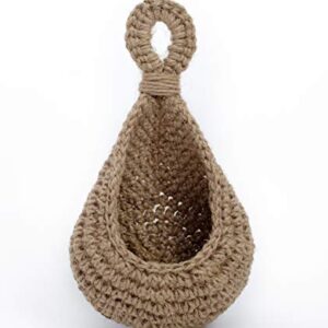 N?A Jute Hanging Basket Wall planters-Small Wall Planter, Teardrop Hanging Baskets for Plants Succulent Wall Decor, Hanging Herb Pot Holder 3 inch Outside Diameter for in/Outdoor Fence Planter