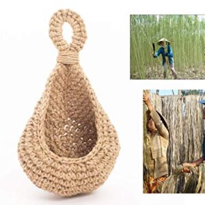 N?A Jute Hanging Basket Wall planters-Small Wall Planter, Teardrop Hanging Baskets for Plants Succulent Wall Decor, Hanging Herb Pot Holder 3 inch Outside Diameter for in/Outdoor Fence Planter