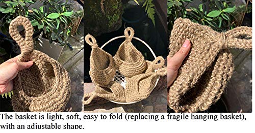 N?A Jute Hanging Basket Wall planters-Small Wall Planter, Teardrop Hanging Baskets for Plants Succulent Wall Decor, Hanging Herb Pot Holder 3 inch Outside Diameter for in/Outdoor Fence Planter