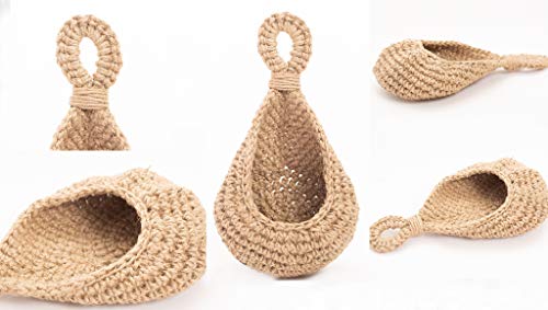 N?A Jute Hanging Basket Wall planters-Small Wall Planter, Teardrop Hanging Baskets for Plants Succulent Wall Decor, Hanging Herb Pot Holder 3 inch Outside Diameter for in/Outdoor Fence Planter