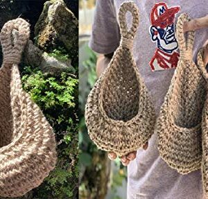 N?A Jute Hanging Basket Wall planters-Small Wall Planter, Teardrop Hanging Baskets for Plants Succulent Wall Decor, Hanging Herb Pot Holder 3 inch Outside Diameter for in/Outdoor Fence Planter