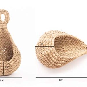 N?A Jute Hanging Basket Wall planters-Small Wall Planter, Teardrop Hanging Baskets for Plants Succulent Wall Decor, Hanging Herb Pot Holder 3 inch Outside Diameter for in/Outdoor Fence Planter