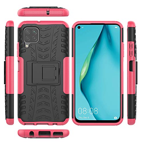 Huawei P40 Lite Case, Midcas Heavy Duty Dual Layer Hybrid Rugged Reinforced Corners Impact Protection Case Cover with Stand Function for Huawei P40 Lite Hotpink