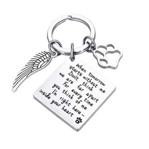 shiqiao spl pet bereavement memorial remembrance gift - when tomorrow starts without me paw prints keychain dog cat loss gifts for pet owner sympathy gifts