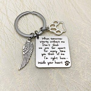 ShiQiao Spl Pet Bereavement Memorial Remembrance Gift - When Tomorrow Starts Without Me Paw Prints Keychain Dog Cat Loss Gifts for Pet Owner Sympathy Gifts