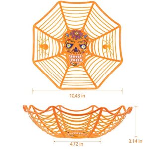 Triumpeek Halloween Party Supplies, Set of 3 Halloween Plastic Trick Treat Bowls, Candy bowl Holder Halloween Spider Web Bowl for Day of The Dead in Orange, Purple and Black