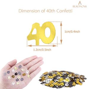 BEADNOVA 40th Birthday Confetti Forty Years Old Confetti 40 Anniversary Number Confetti for Birthday Party Decor Wedding Table Decoration (1oz, Gold Silver Black Mix)