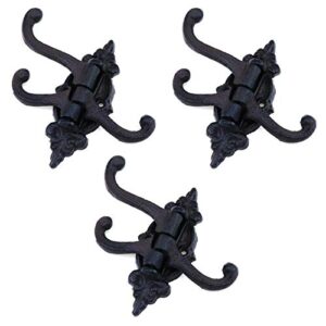 my mironey cast iron swivel wall hook 3-in-1 vintage coat hook heavy duty triple swivel hook swing hook pack of 3