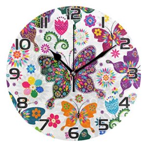 oreayn modern butterfly fly wall clock for home office bedroom living room decor non ticking colorful