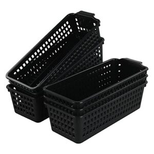 annkkyus 6 pack small plastic storage baskets, black desktop baskets
