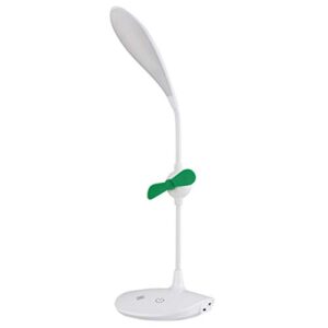 eye-caring portable charging desk lamp usb with fan touch 3 gears dimming 2 gears wind table lamp for study and work office lamp (color : white, size : b)