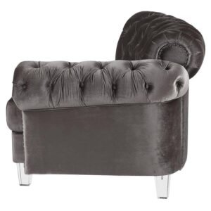 acme furniture velvet upholstered sectional sofa with 7 pillows, gray