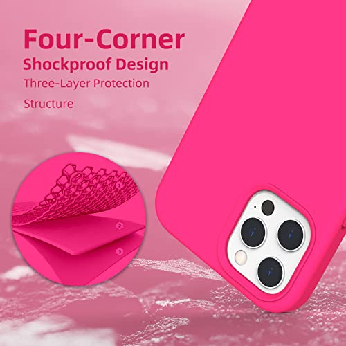 K TOMOTO Compatible with iPhone 12 Pro Max Case, Soft-Touch Liquid Silicone Gel Rubber Full Body Drop Protection Cover with Microfiber Lining, Phone Case for iPhone 12 Pro Max 6.7 Inch, Hot Pink