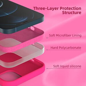 K TOMOTO Compatible with iPhone 12 Pro Max Case, Soft-Touch Liquid Silicone Gel Rubber Full Body Drop Protection Cover with Microfiber Lining, Phone Case for iPhone 12 Pro Max 6.7 Inch, Hot Pink